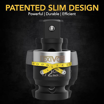 LEXIVON Impact Universal Joint - Patented SLIM Design | 3-Piece 1/2", 3/8", and 1/4" Socket Swivel Set | Chrome-Molybdenum Steel Full Impact Grade (LX-113-S) - style: SLIM-Design