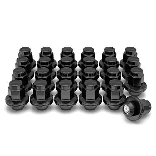 White Knight M14 x 1.50 Thread Lug Nut for Toyota Land Cruiser/Sequoia/Tundra, Lexus LX570 / LX470, Solid Piece (Black Chrome) Factory Style Duplex Long Mag with Washer, 5309DLBK-24AM (24 Pack) - color: Black, style: 24 Pack