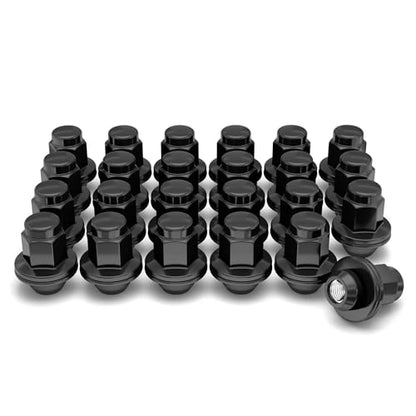 White Knight M14 x 1.50 Thread Lug Nut for Toyota Land Cruiser/Sequoia/Tundra, Lexus LX570 / LX470, Solid Piece (Black Chrome) Factory Style Duplex Long Mag with Washer, 5309DLBK-24AM (24 Pack) - color: Black, style: 24 Pack