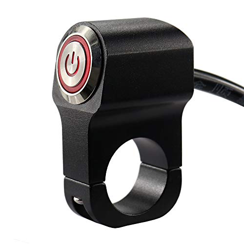 Jeemiter 1 inch 25mm Motorcycle Handlebar Switch 12V 10A ON/Off with LED - color: Red LED for 1inch