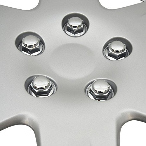 BDK (4-Pack) Premium 15 Inch Rim Wheel Cover Hubcaps for Cars Trucks SUVs Vans, Direct OEM Replacement Universal Fit Snap-On ABS Hubcaps 15 inch Wheel Covers - Set of 4 Hub Caps - 6-Spokes Silver - style: Classic 993 15"