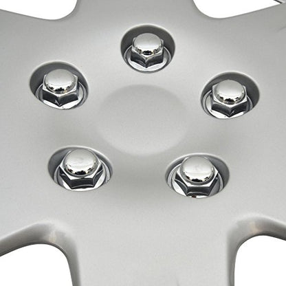 BDK (4-Pack) Premium 15 Inch Rim Wheel Cover Hubcaps for Cars Trucks SUVs Vans, Direct OEM Replacement Universal Fit Snap-On ABS Hubcaps 15 inch Wheel Covers - Set of 4 Hub Caps - 6-Spokes Silver - style: Classic 993 15"