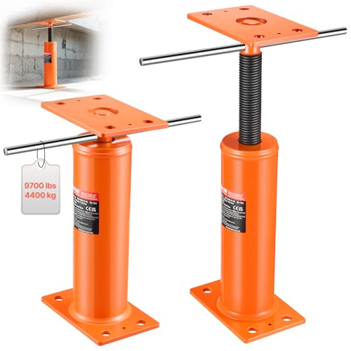 VEVOR House Floor Jacks, 2 Pack, 12"-16" Height Range, 9700 lbs Max Load Capacity Per Unit, Adjustable Support Beam Basement Jack Post Pole for Leveling, Steel Telescoping Jack for Temporary Support - size: 12"-16"-2PC