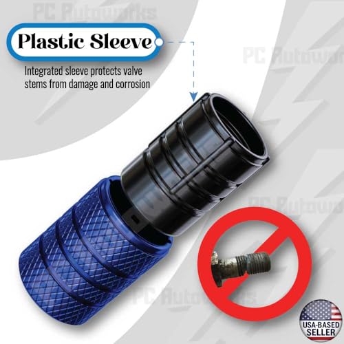 Aluminum Tire Valve Stem Caps – Anti-Rust, Premium Anodized Aluminum, Corrosion-Resistant, Easy Install, Universal Fit for Car, Truck, Bike, SUV – 1 Pack/Set of 4 (Cobalt Blue) - color: COBALT BLUE