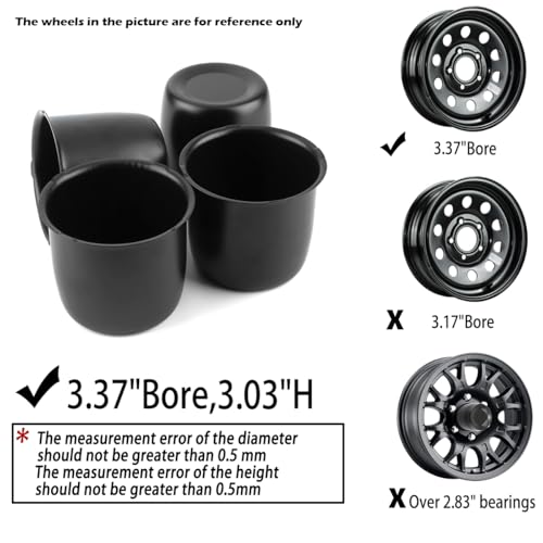 4Pcs 3.37" OD 3.03" H Stainless Trailer Wheel Center Caps for Rim