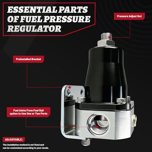 Adjustable EFI Fuel Pressure Regulator Kit with Bypass Return 0-90psi Pressure Gauge AN6-6AN Fuel Line Hose Fitting Connectors Kit