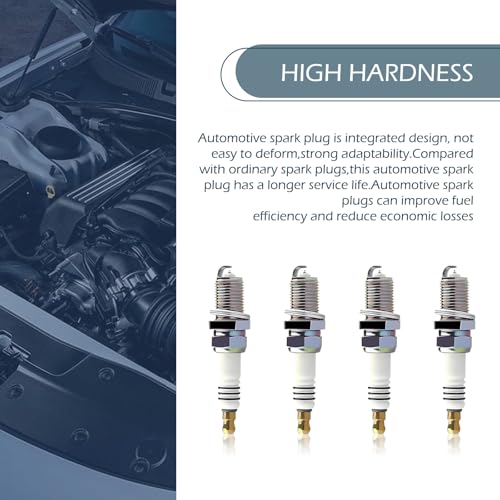 4 PCS Iridium Spark Plugs, High-performance Ignition System Spark Plug, Replacement OEM #5464 BKR5EIX11, Compatible with Hyundai,Kia,Nissan,Mitsubishi,Mazda,Subaru,Suzuki,Chevrolet (Silver)