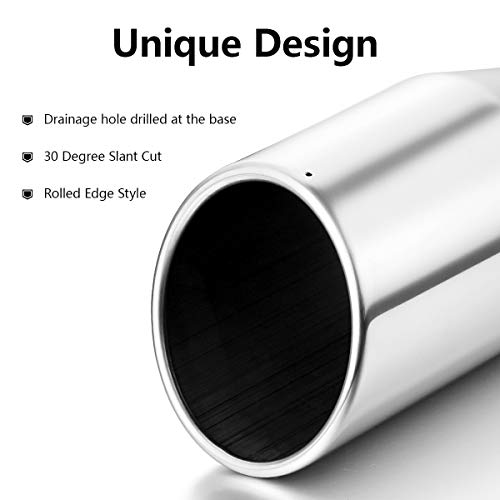 A-KARCK Exhaust Tip 4" Inlet to 6" Outlet, 12" Overall Length Exhaust Tailpipe Tip Polished Bolt On Design Protect Tailpipe - size: 4" to 6", 12" long, style: Polished