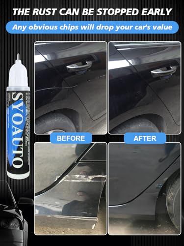 SYOAUTO Black Touch Up Paint for Cars, Auto Touch Up Paint Black Scratch Repair Automotive Black Car Paint Pen 2 in 1 Car Touch Up Paint 0.4 oz - color: Pure Black