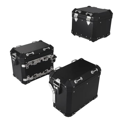 TCMT Trunk Top Box Saddlebags Side Case Fit For BMW R1200GS/R1200GS Adventure 2013-2018 R1250GS 19-24 F850GS/F850GS Adventure 17-22 F900GS 23-25 - color: Black, size: Saddleabg & Trunk Set