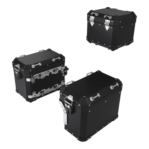 TCMT Trunk Top Box Saddlebags Side Case Fit For BMW R1200GS/R1200GS Adventure 2013-2018 R1250GS 19-24 F850GS/F850GS Adventure 17-22 F900GS 23-25 - color: Black, size: Saddleabg & Trunk Set