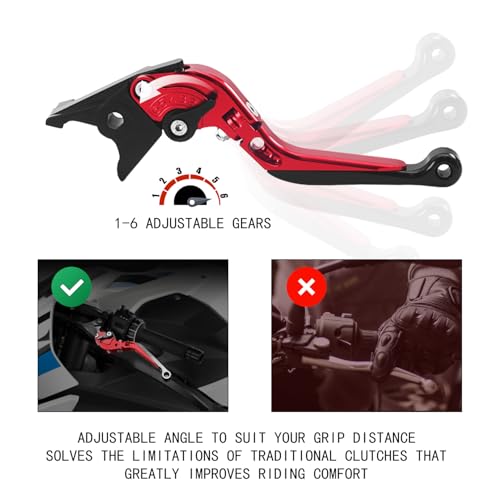 MFGZD for R1 Red Motorcycle Brake Clutch Levers Extendable Long - style: R1 Red