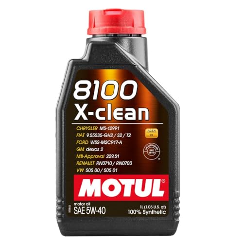 Motul 8100 X-clean 5W-40 Full Synthetic Motor Oil with Mid SAPS Formula – ACEA C3 & dexos2 Approved for BMW, Mercedes-Benz, VW, Renault & European Engine Applications – 1 Liter