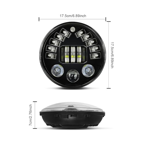 CHUSYYRAY 7'' Round Compatible with Honda Shadow Spirit 1100 750 LED Motorcycle Headlight Assembly for Off Road, High Low Beam DRL Turn Signal, DOT Approved, 10000LM 6500K White, 1PCS