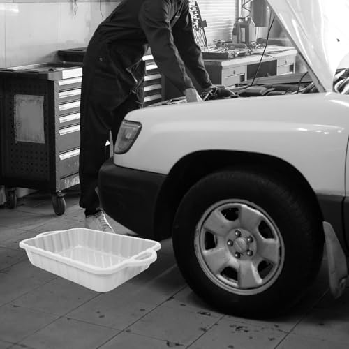 CALLARON 23.5" Car Oil Drain Pan - Heavy Leakproof Oil Collector Pan - color: White