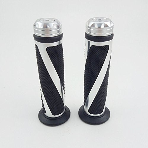 Universal Motorcycle Rubber Gel Handlebar Hand Grips for 7/8" Bar End Handle Bars Sports Bikes - color: Silver