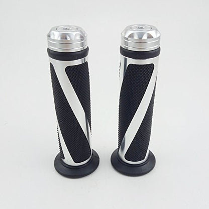 Universal Motorcycle Rubber Gel Handlebar Hand Grips for 7/8" Bar End Handle Bars Sports Bikes - color: Silver
