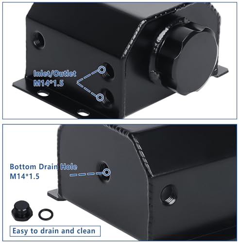 LokoCar Coolant Expansion Reservoir Tank 1L Universal Aluminum Black - color: Black, size: 1 Litre