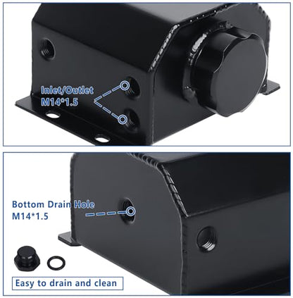 LokoCar Coolant Expansion Reservoir Tank 1L Universal Aluminum Black - color: Black, size: 1 Litre