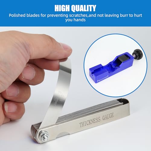 Spark Plug Gap Tool, Spark Plug Gapping Tool with 32 Blade Steel Feeler Gauge, Universal Spark Plug Gap Tool for Most 10mm 12mm 14mm 16mm Spark Plugs (Blue) - color: Blue