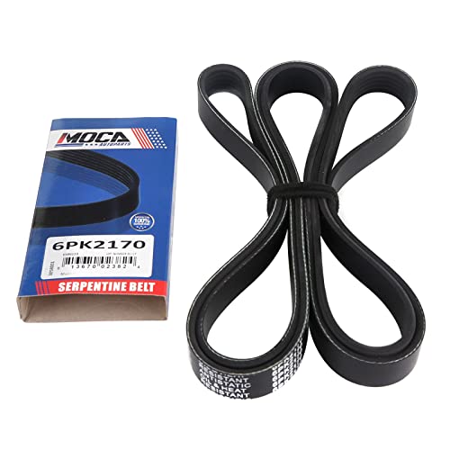 MOCA 6PK2170 Serpentine Belt Compatible with 10-11 for Chevrolet Camaro 6.2L & 02-05 for Ford Explorer 4.0L & 16-17 for GMC Canyon 2.8L & 06-11 for Mazda MX-5 Miata 2.0L - size: 6PK2170