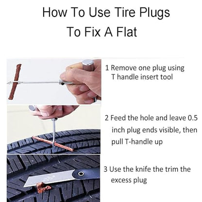 PINKJOY 90 Pack Tire Repair Strings Brown (100 x φ6 mm), Automotive Tool Tire Repair Plugs for Tubeless Off-Road Tires Car, Bike, ATV, UTV, Wheelbarrow, Mower - color: Brown