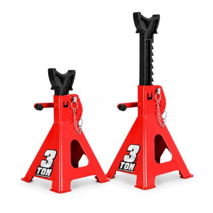 Car Jack Stands 3 Ton Capacity, Adjustable Height and Double Locking, Extra Reinforced Car Lifting Stand, Red, 2 Pack - color: Red