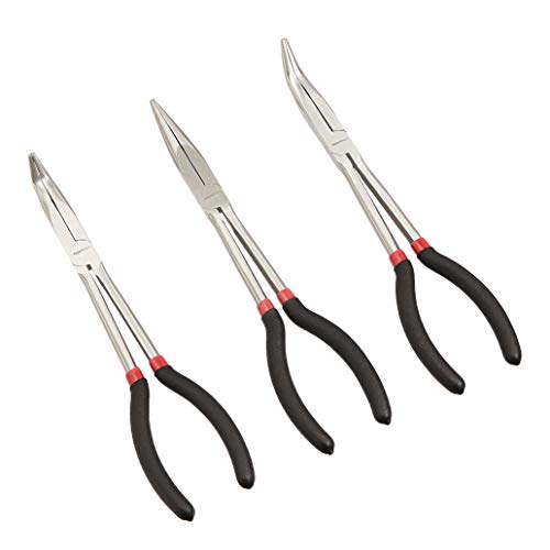 Amazon Basics Extra Long Reach Needle Nose Pliers Tool Set for Narrow Spaces, Versatile,Black, 3 Count (Pack of 12) - size: 3 Count (Pack of 12)