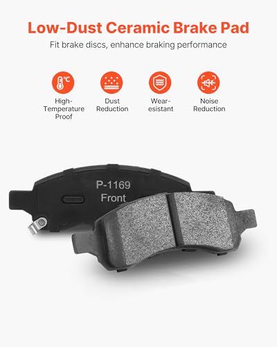 VEVOR Front & Rear Brake Kit Compatible with 2008-2017 Buick Enclave, 2009-2017 Chevrolet Traverse/2007-2010 Saturn Outlook, 2007-2016 GMC Acadia/2017 GMC Acadia Limited, Hollow Brake Rotors Pads Kit - size: R-55150 + R-55151