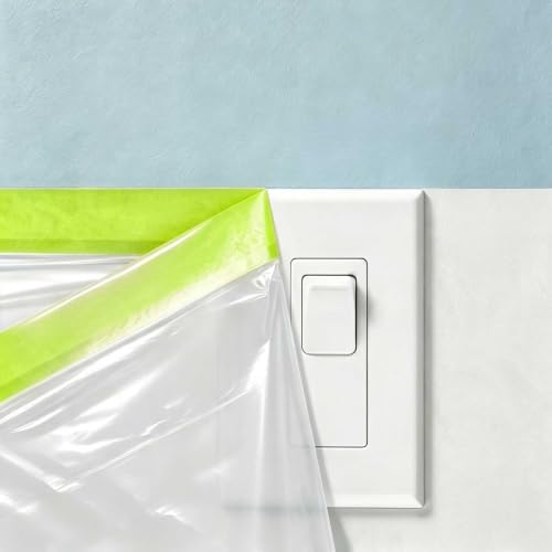 Pre-Taped Masking Film 3 Rolls 22" x 66' Automotive Painters Tape and Plastic Painting Film for Covering Cars Walls Windows and Floor Furniture Protection