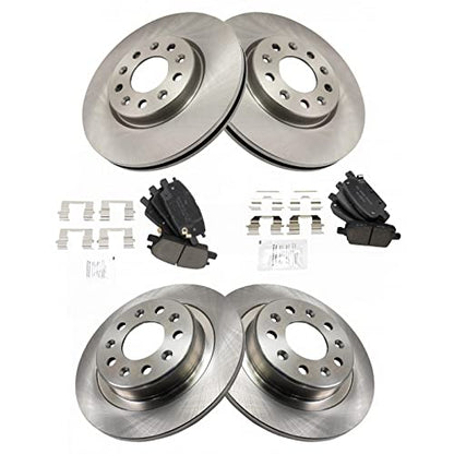 TRQ Front and Rear Ceramic Brake Pad and Rotor Set 5-Lug - style: BKA14604