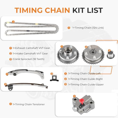 Autoexact 2.5 2.7 Engine Timing Chain Kit W/VVT Sprocket Fit for 2009-2015 Toyota Avalon Camry Highlander RAV4 Sienna Venza 2013-2015 Lexus ES300h NX300h Replace 13540-36010 13050-36011 13070-0V030 - size: Fit For 2009-2015 Toyota Lexus-2.5/2.7