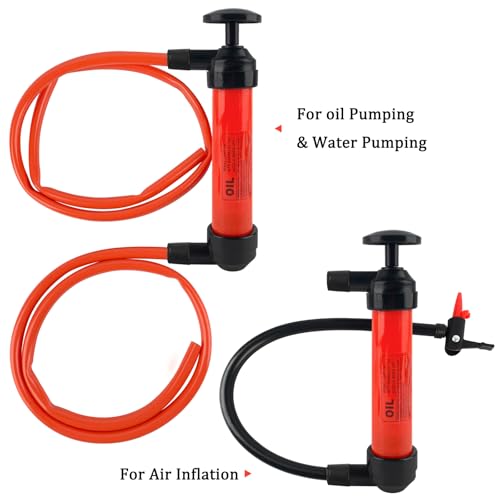 ZUFECY Multi-Function Siphon Pump Kit - Hand-Operated Fuel Transfer Pump with 39.4Inch Hose, for Gasoline, Oil, Water, Air & Inflation, Car and Home Emergency Use
