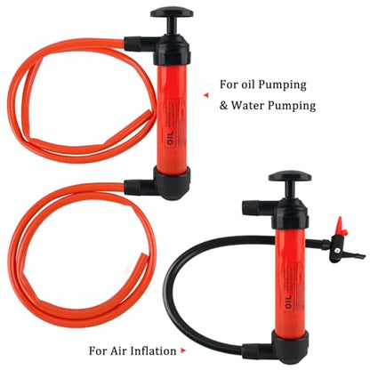 ZUFECY Multi-Function Siphon Pump Kit - Hand-Operated Fuel Transfer Pump with 39.4Inch Hose, for Gasoline, Oil, Water, Air & Inflation, Car and Home Emergency Use