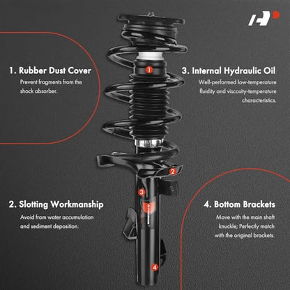 A-Premium Front Complete Strut Assemblies with Coil Springs, Set of 2 - style: Front Struts fit Mazda 3 2004-2013
