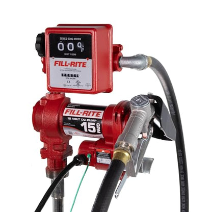 Fill-Rite FR1211H 12V 15 GPM Fuel Transfer Pump with Standard Mechanical Meter Package, Gallons | Gasoline, Diesel, Kerosene, Ethanol & Methanol Blends & Biodiesel - style: Meter (Gallons)