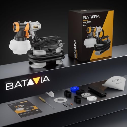 Paint Sprayer - BATAVIA 700W HVLP High Power Spray Paint Gun with 6FT Air Hose, 4 Nozzles & 3 Patterns, Paint Gun for House Painting, Furniture, Cabinets, Fence, Home Improvement