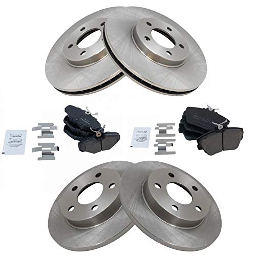 TRQ Front and Rear Brake Pad and Rotor Set Ceramic Vented Rotors - style: BKA11059