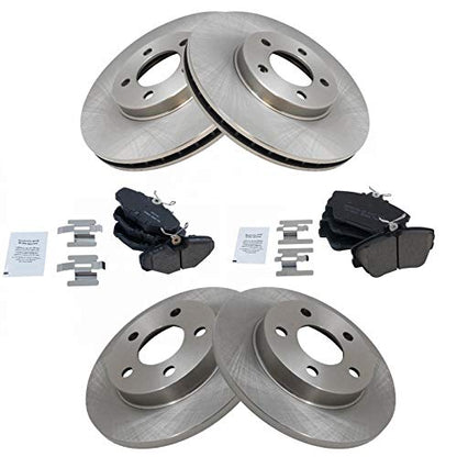 TRQ Front and Rear Brake Pad and Rotor Set Ceramic Vented Rotors - style: BKA11059