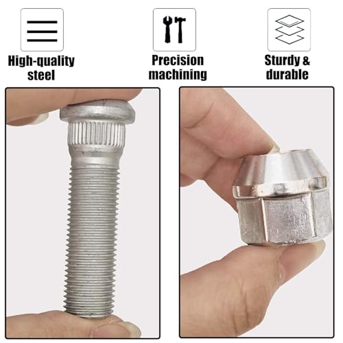 12Sets 1/2-20 Inch Wheel Stud with Nuts for Trailer Compatible with Lippert Axles 3500 lb, Compatible with Dexter Axles 4400 lb with 1/2"-20 UNF Thread Size, Wheel Studs - size: 12Sets