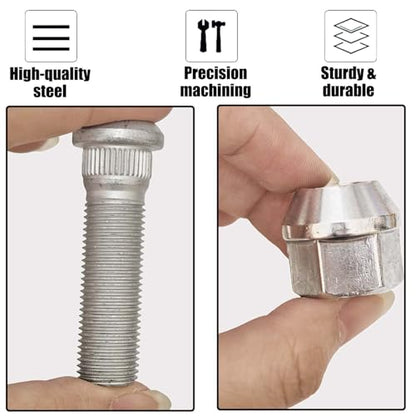 12Sets 1/2-20 Inch Wheel Stud with Nuts for Trailer Compatible with Lippert Axles 3500 lb, Compatible with Dexter Axles 4400 lb with 1/2"-20 UNF Thread Size, Wheel Studs - size: 12Sets