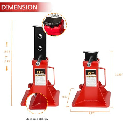22 Ton (44,000 lbs) Jack Stands (1 Pair) with Lock, Pin Type Car Jack Stand