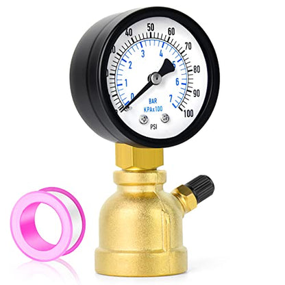 MEANLIN MEASURE 0-100Psi Forged Brass Air Test Pressure gauges, 3/4" FNPT Connection, 2" Double Graduated, Bell Shape Body Assembly, -3-2-3% Accuracy - size: 0-100Psi, style: Brass Body