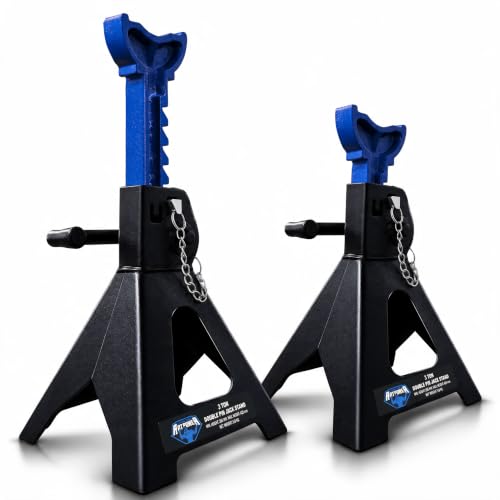 ANTPOWER Car Jack Stands 3 Ton (6,600 lbs) with Double Locking Heavy Duty 11.2"-16.8" Adjustable for Lifting SUV, Pickup Truck Garage 6000 lbs Capacity 1 Pair - style: double locking