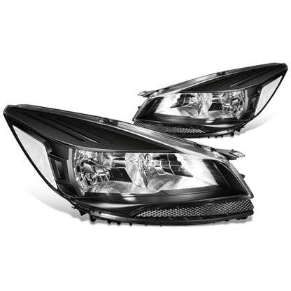 DNA MOTORING Headlight Assembly Compatible With 2013-2016 Ford Escape, Driver & Passenger Side, Black/Clear, HL-OH-FESC13-BK-CL1 - color: Black clear