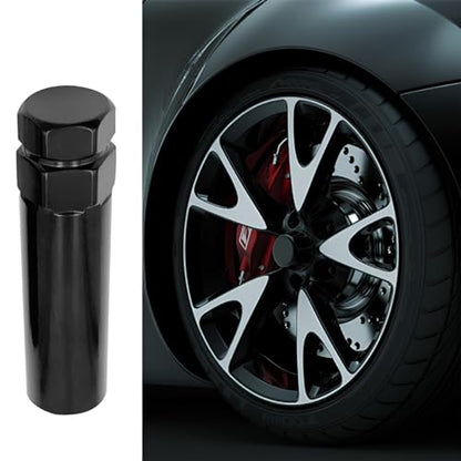 AUCELI 6 Point Spline Lug Nuts Key Tuner Socket Tool, Automotive Wheel Lock Removal Kit for Wrench with 3/4” & 13/16" Hex, Compatible with 12x1.5 12x1.25 1/2" x20 Thread Size, Universal Fit（Black） - color: Black