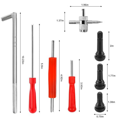 Zpana 40PCS Car Valve Stem Removal Tool Kit, 4 Way Vehicle Tire Core Puller Installer Set with 5PCS TR412 TR413 TR414, Dual Single Head Auto Tyre Repair Accessories, Universal Fit