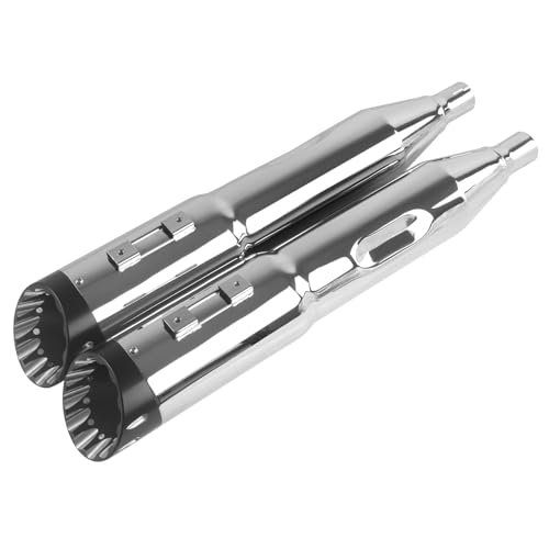 SHARKROAD 5.0'' Mufflers for Harley Davidson Touring, Chrome - style: HDMF-509515CB, Chrome Body+Black Tip