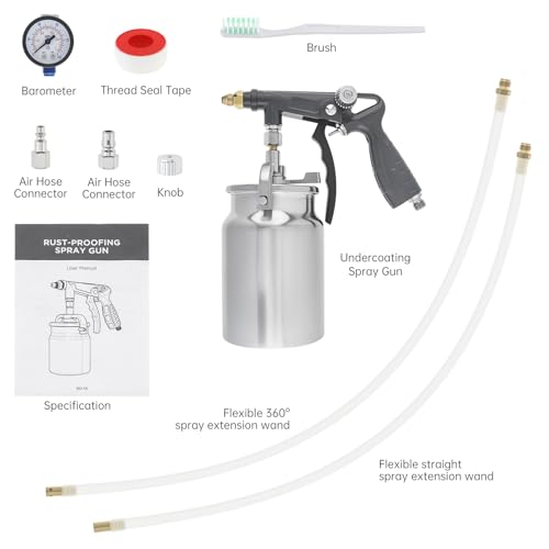 ChgImposs Undercoating Spray Gun Kit, 34 fl oz / 1 Liter Cup, Rust Proofing Gun for Truck Bed Liner, Car Underbody Coating, Rubberized Protective Spray Tool with Hoses (Grey) - color: Gray