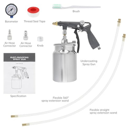 ChgImposs Undercoating Spray Gun Kit, 34 fl oz / 1 Liter Cup, Rust Proofing Gun for Truck Bed Liner, Car Underbody Coating, Rubberized Protective Spray Tool with Hoses (Grey) - color: Gray